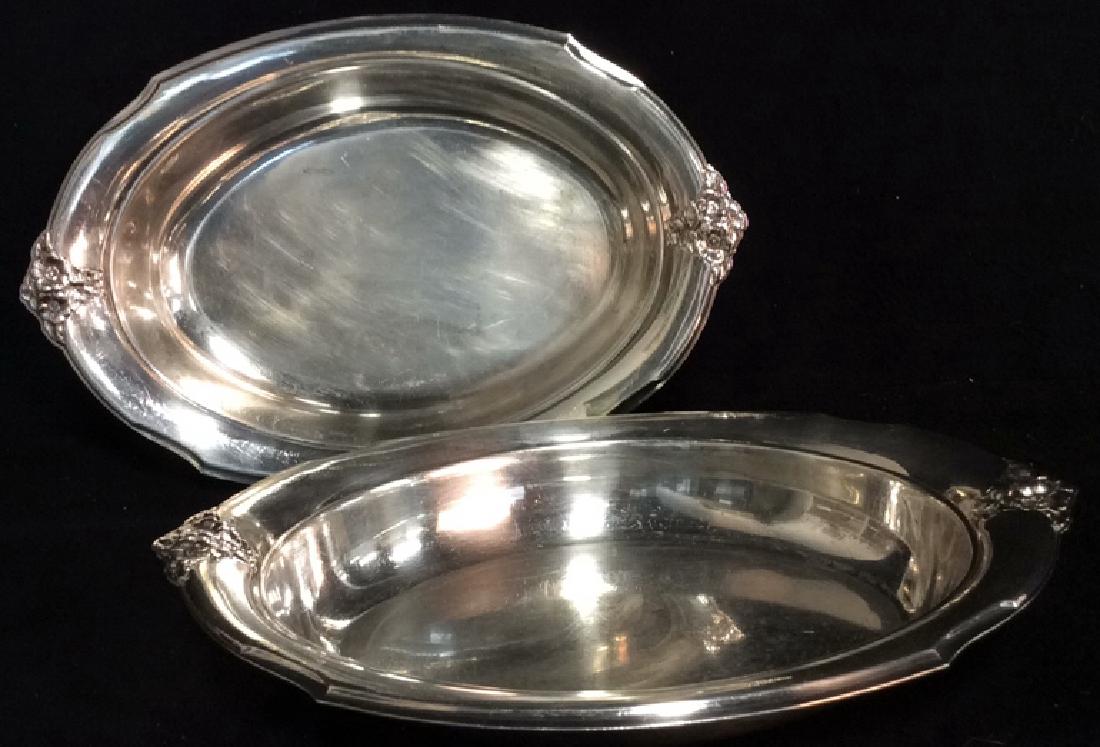 Pair Silver Plate Handled Oval Servers (1 of 10)