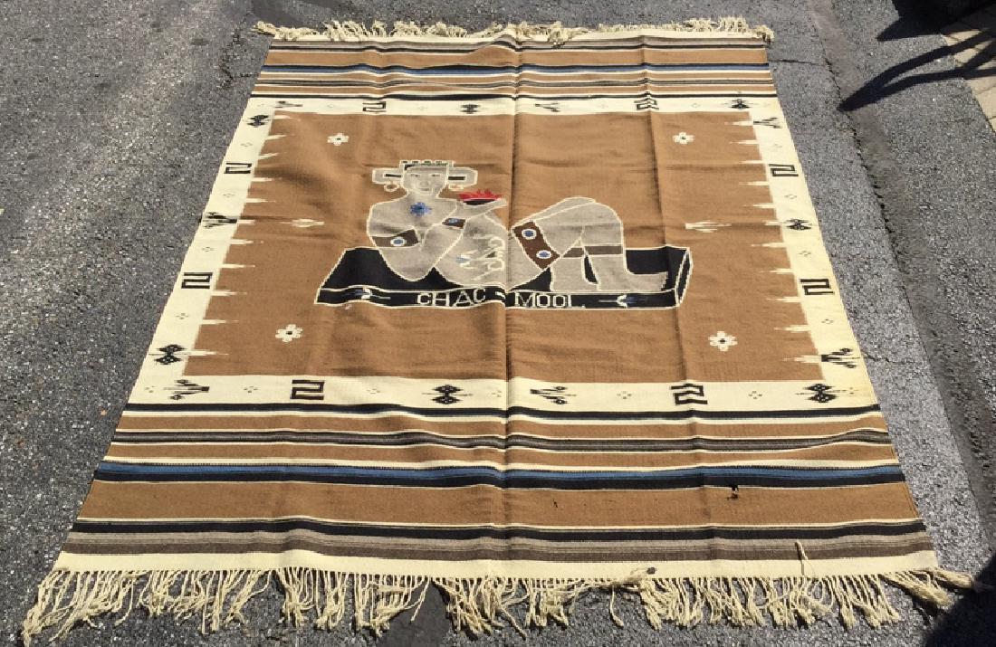 Mexican Style Wool Chacmool Throw Rug