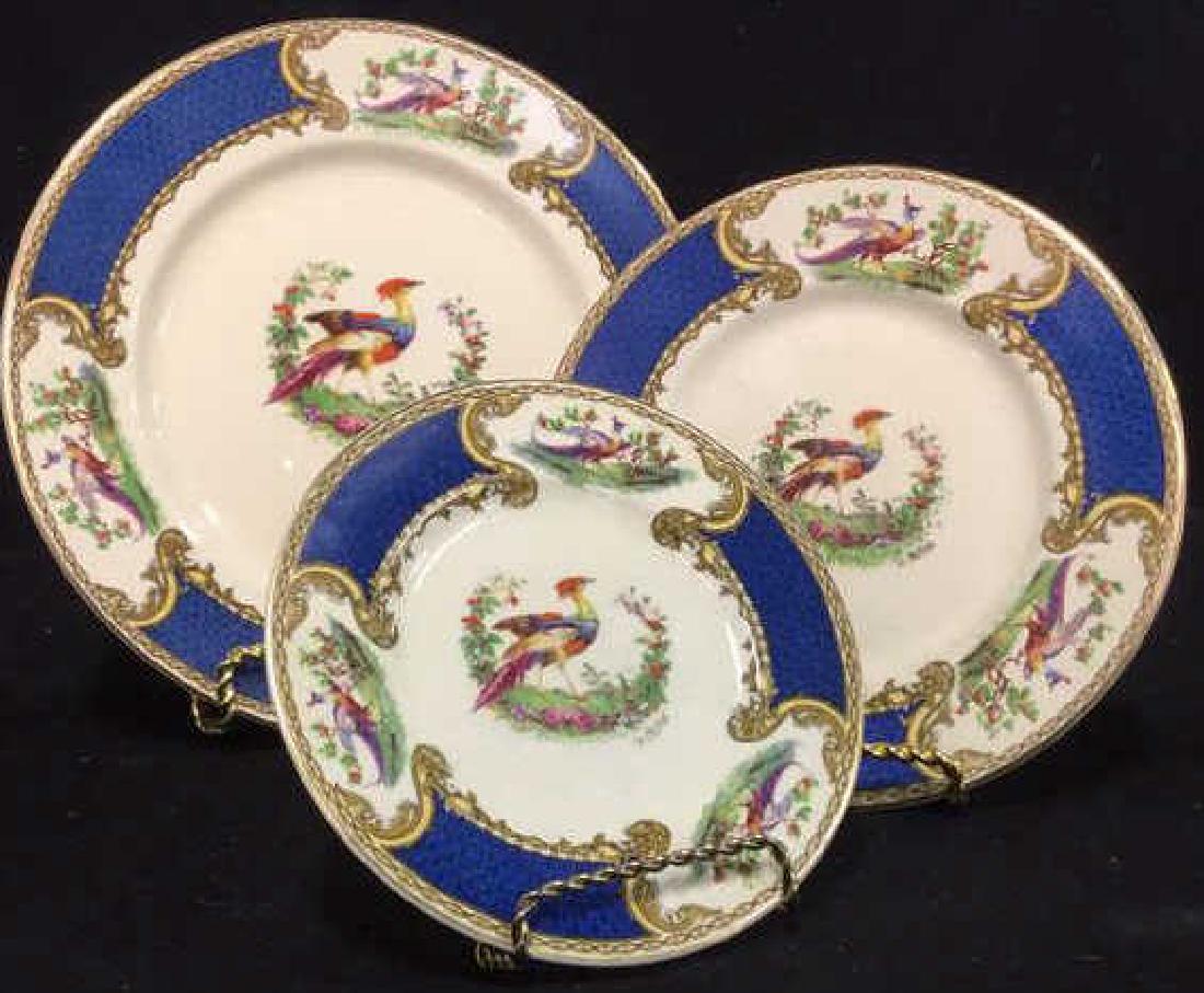 Group Lot 9 Staffordshire Ceramic Bird Plate Set (1 of 6)