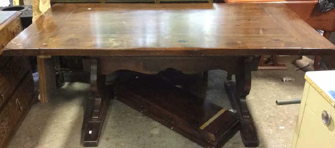 Dark Pine Trestle Dining Table (1 of 8)