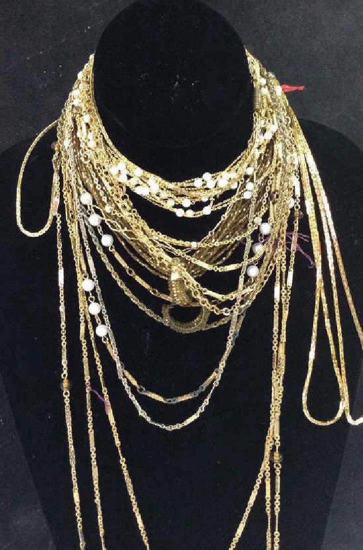 Lot Gold Toned Chain, Bead, Crystal Necklaces (1 of 10)