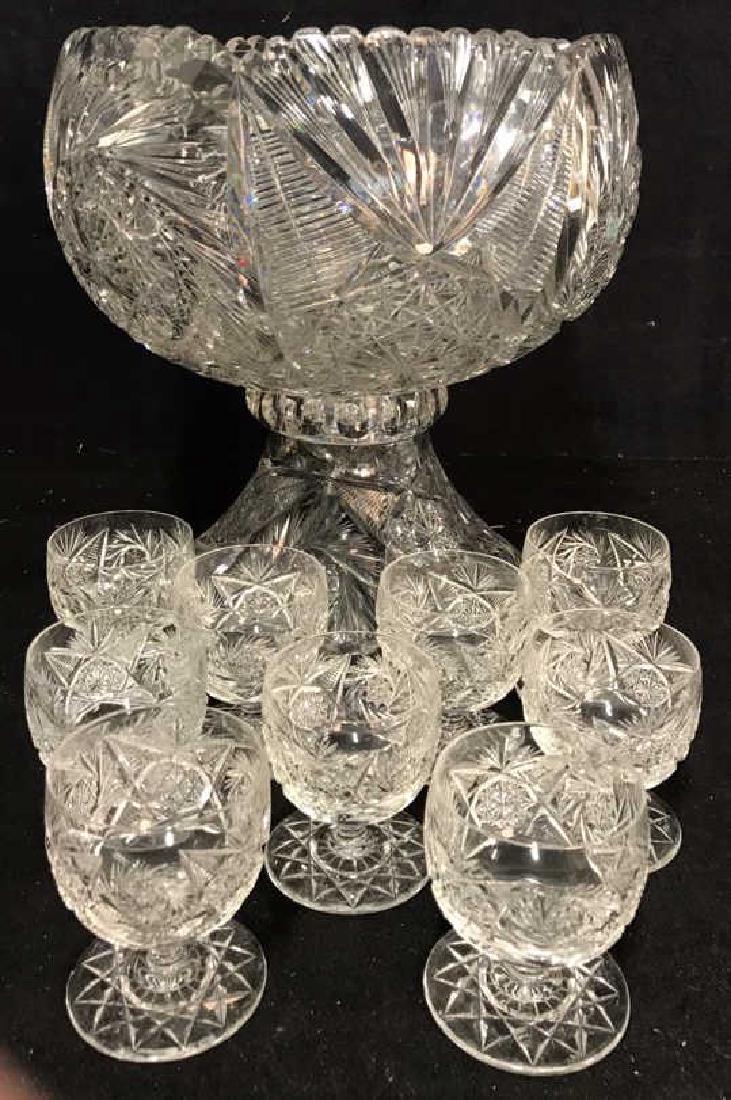 Brilliant Cut Crystal Punch Bowl and 9 Cups (1 of 10)