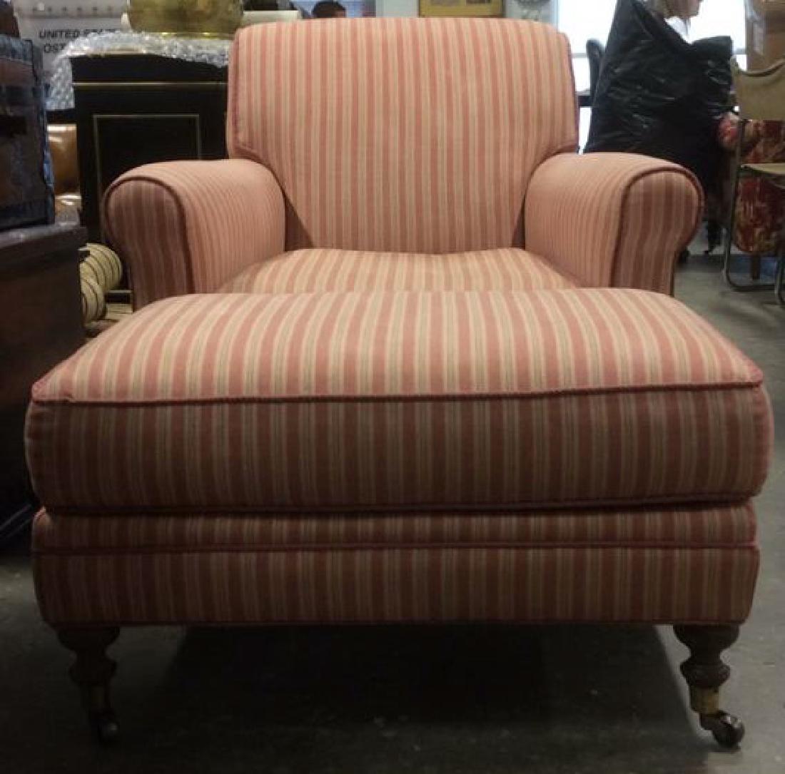 USA Made Striped Club Chair w Ottoman (1 of 10)