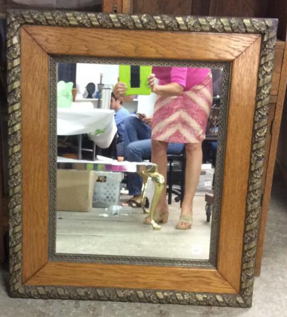 Antique Carved Oak and Gilded Triple Framed Mirror (1 of 9)