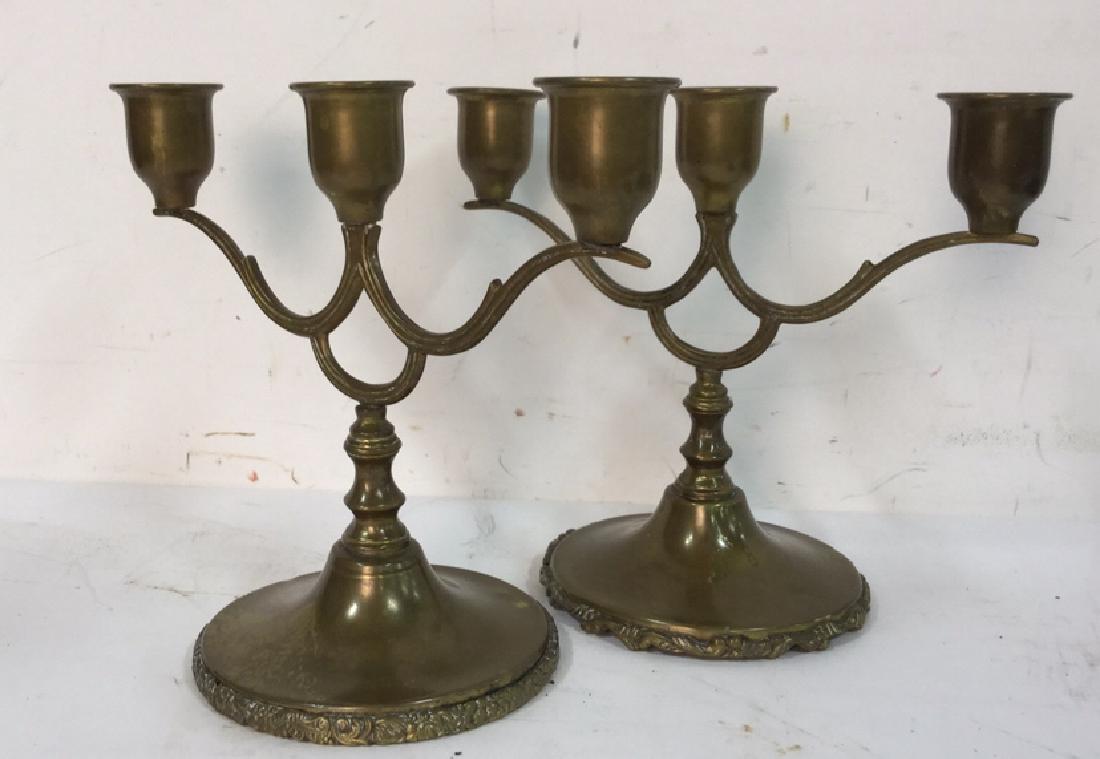 2 Vintage Brass Candelabra Candlestick Tabletops (1 of 9)