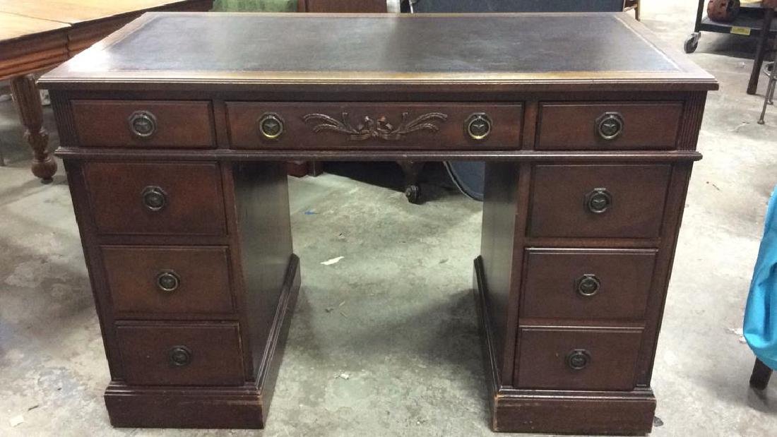 Vintage Mahogany Leather Topped Desk (1 of 10)