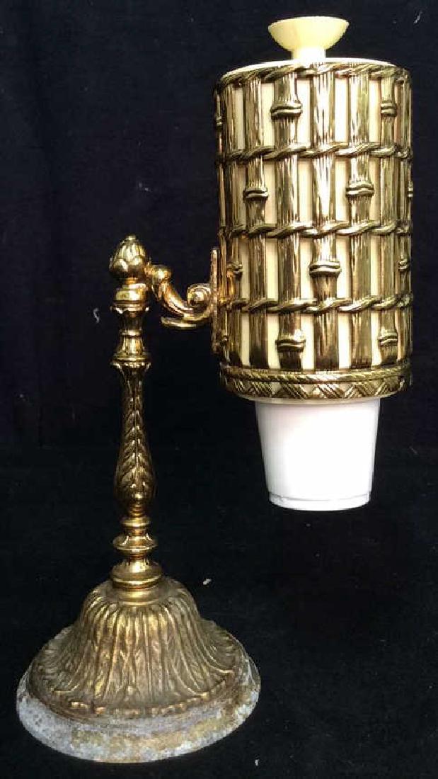 Vintage Gold Tone Cup Dispenser: Vintage, bamboo form, gold tone, cup dispenser. Measures approx 10.5 inches tall and 6 inches wide.