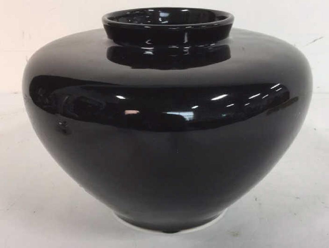 Black Ceramic Porcelain Wide Set Vase (1 of 5)