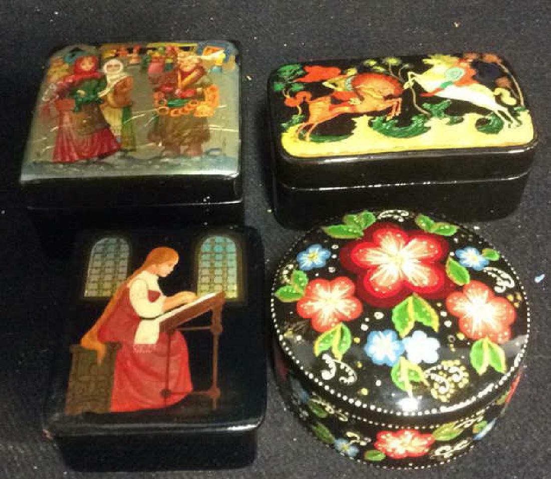 Group 4 Russian Painted Lacquer Boxes (1 of 10)