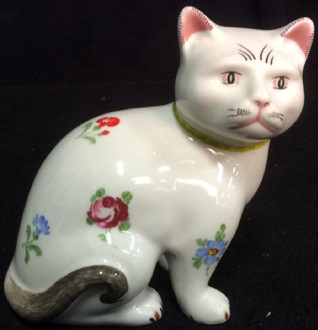 Metropolitan Museum Of Art Porcelain Cat: property of manhattan estate. measures ht 6 inches length app 6 inches depth app 4 inches. also marked TBM