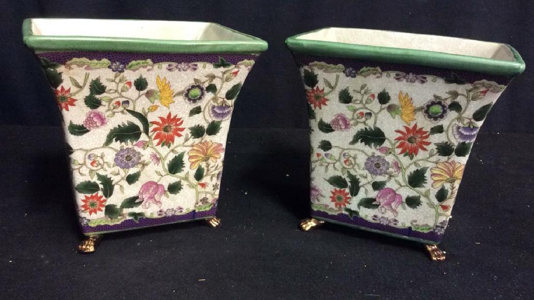 Pair Decorative Asian Design Cachepots (1 of 8)