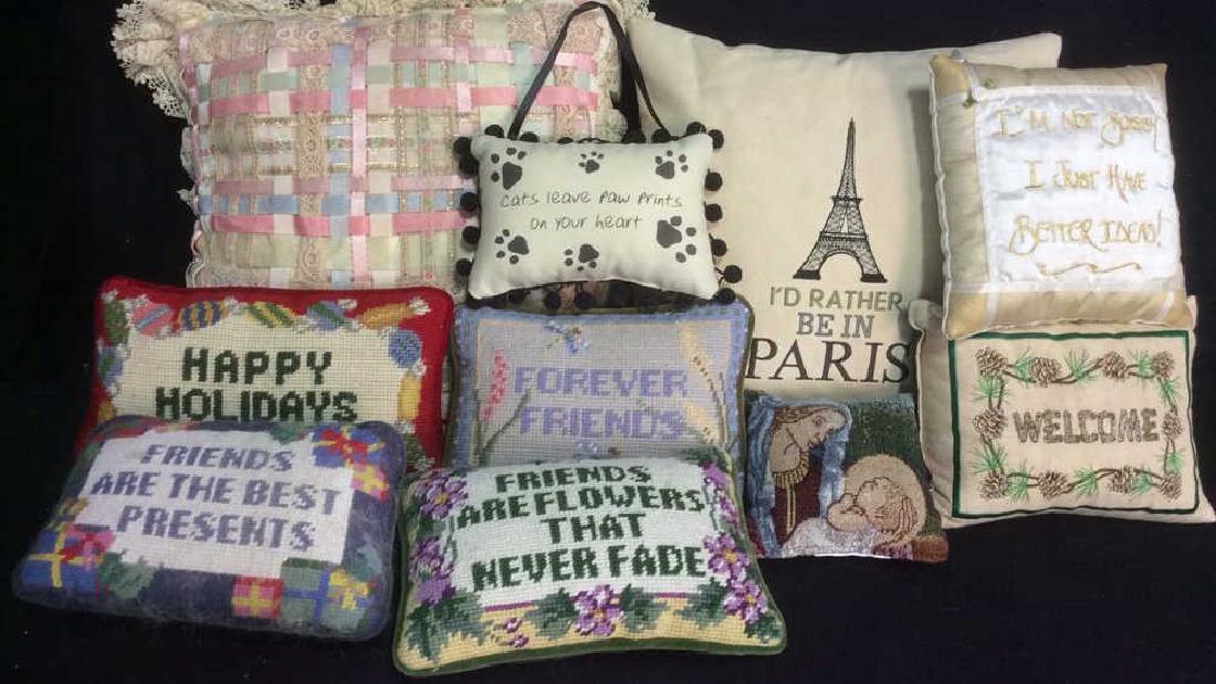 Group Lot Needlepoint throw pillows and more. (1 of 8)