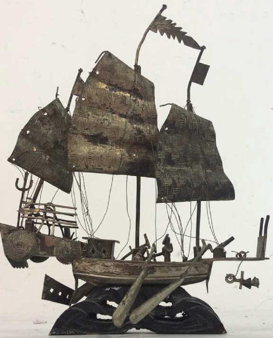 Pedestaled Silver Toned Ship Model (1 of 10)