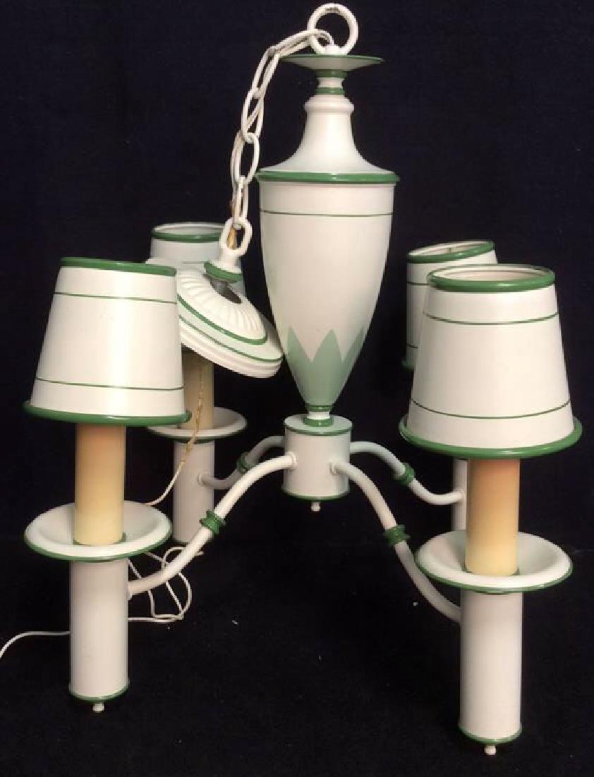 Green and White Painted Custom Tole Chandelier (1 of 11)