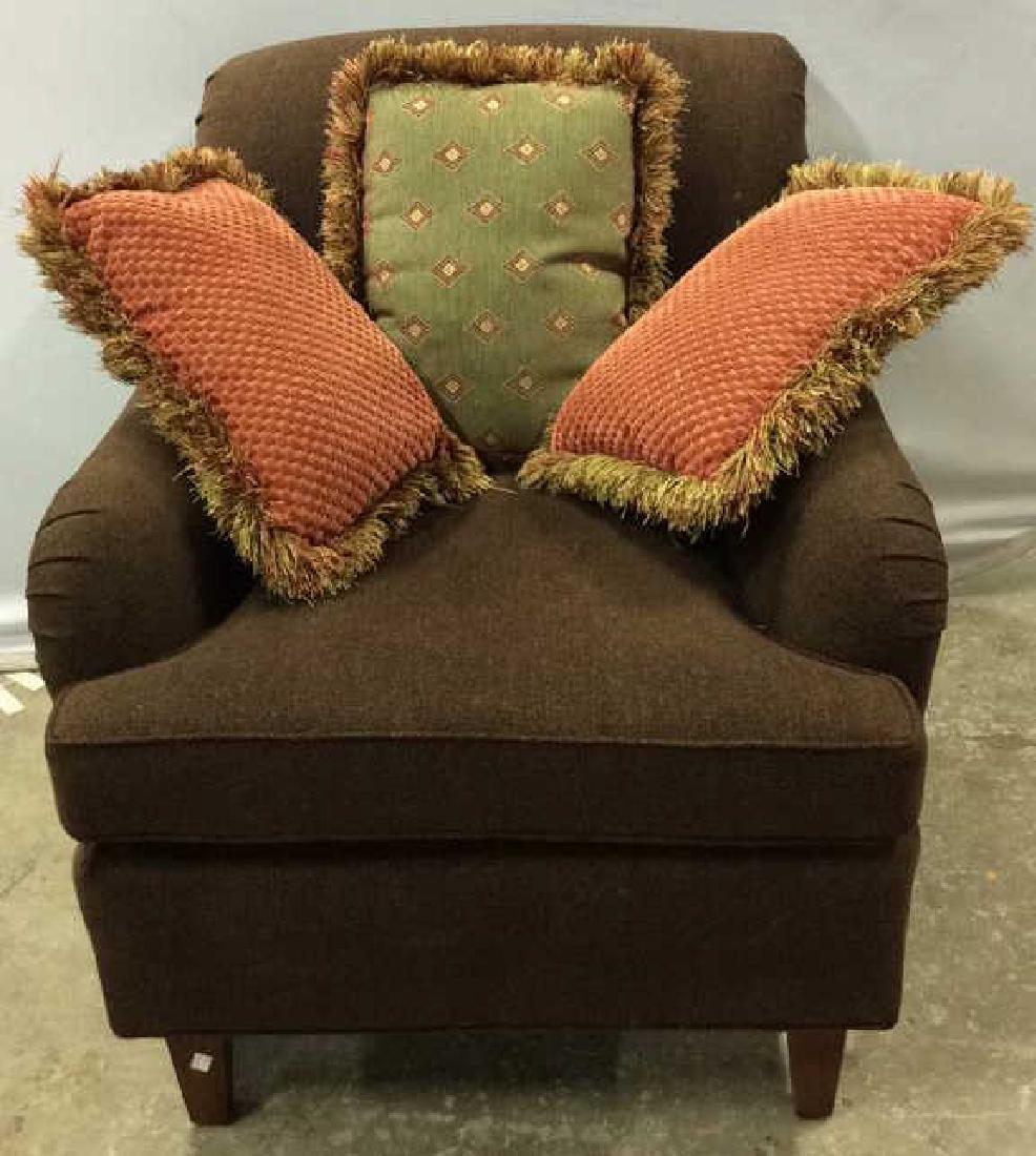 Lot 4 Chocolate Toned Arm Chair w 3 Pillows (1 of 12)