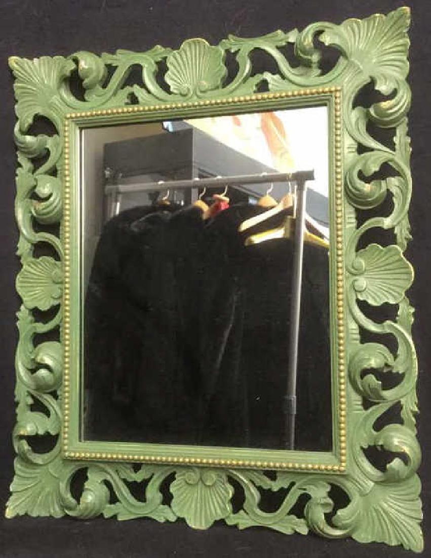 Painted Carved Wood Framed Mirror Distressed Style (1 of 10)