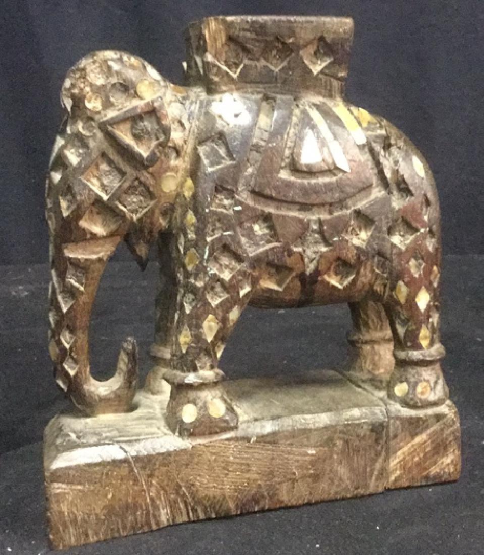 Hand Carved Wood Abalone Elephant Candlestick (1 of 9)