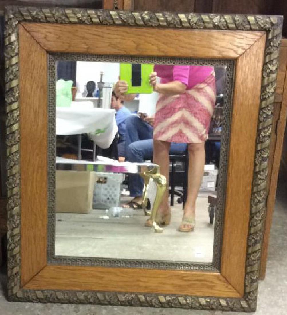 Antique Carved Oak and Gilded Triple Framed Mirror (1 of 9)