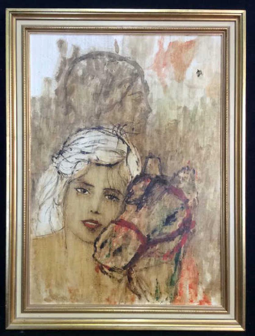 Gold Toned Frame Woman W Horse Print (1 of 11)