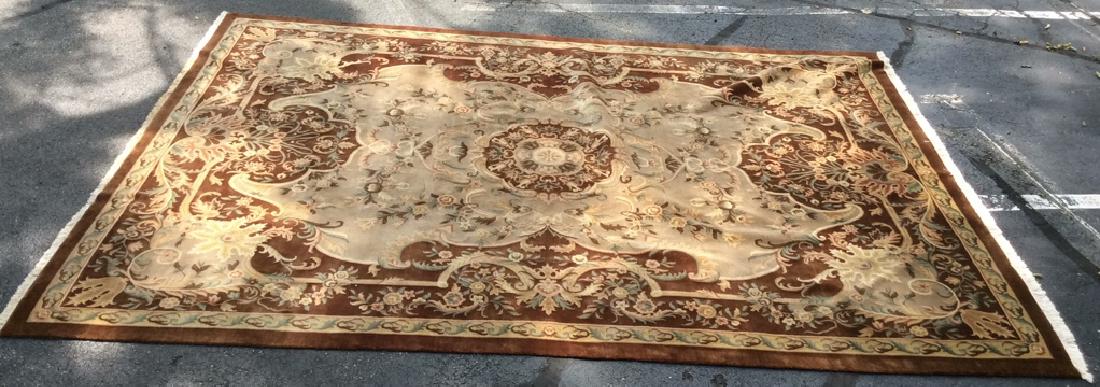 AUBUSSON Brown Toned Wool Rug (1 of 10)