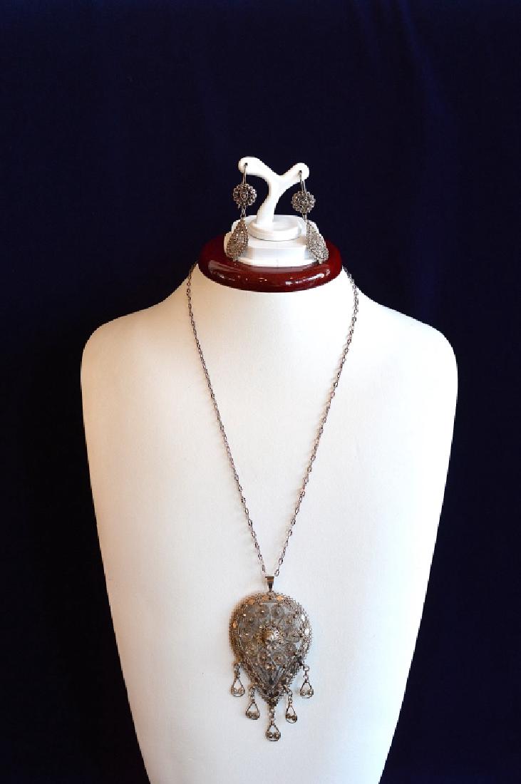 Hand-Crafted Silver Necklace & Earring Set Made in (1 of 2)