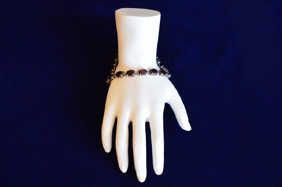 8 1/2" Sterling Silver/Garnet Bracelet (1 of 2)