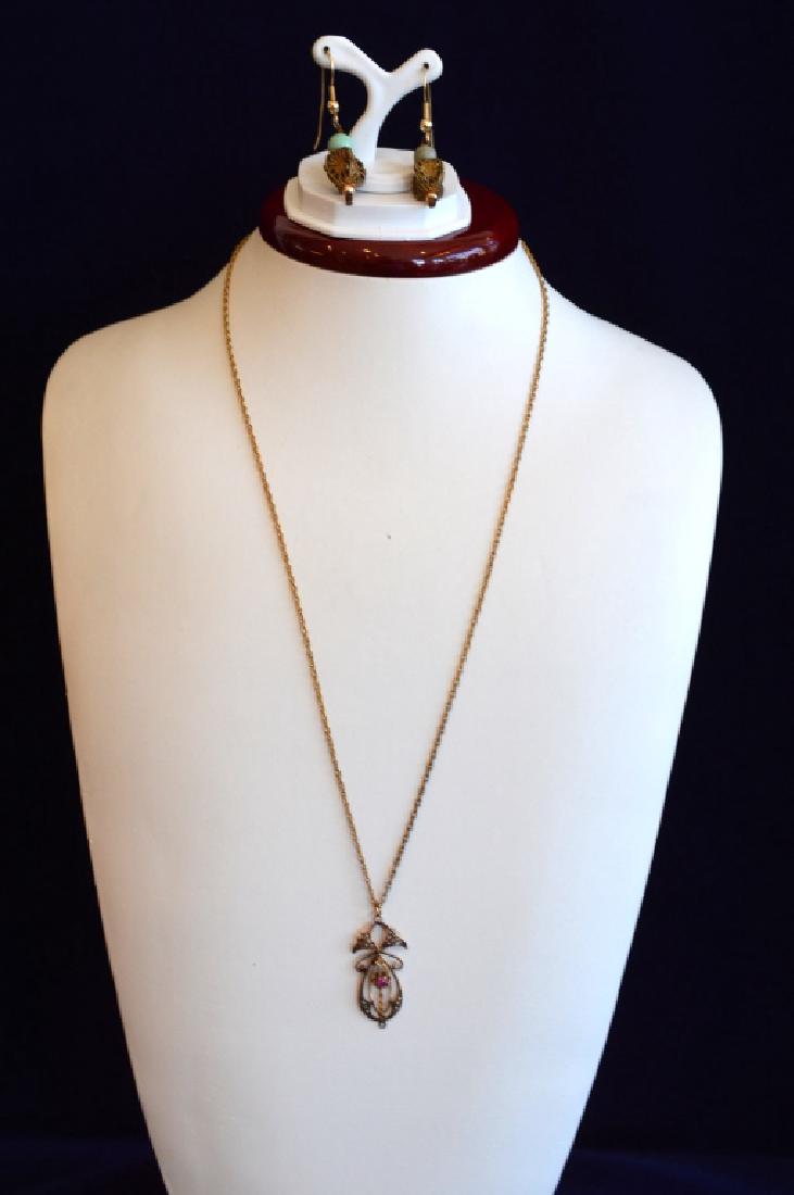 22" 14k Gold Filled Necklace with matching drop ea (1 of 4)