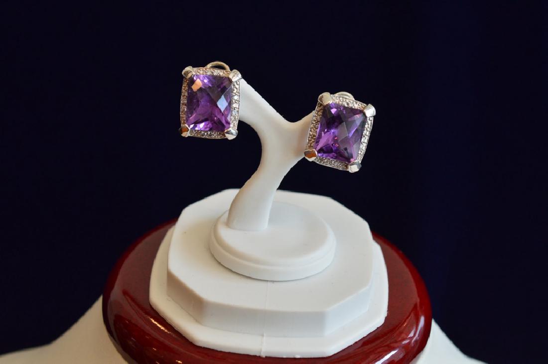 Faceted Amethyst Earrings in Sterling Silver w Cub (1 of 2)