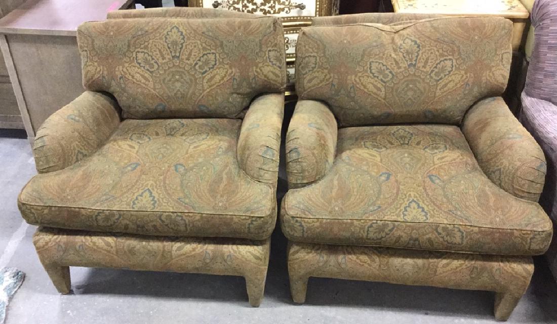 Pair of Green & Brown Toned Arm Chairs (1 of 10)