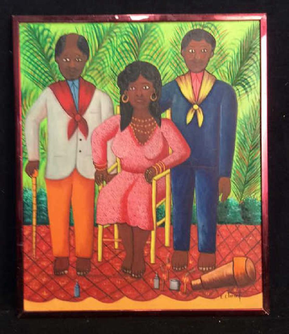 E. ETIENNE Framed Haitian Artwork On Masonite (1 of 10)