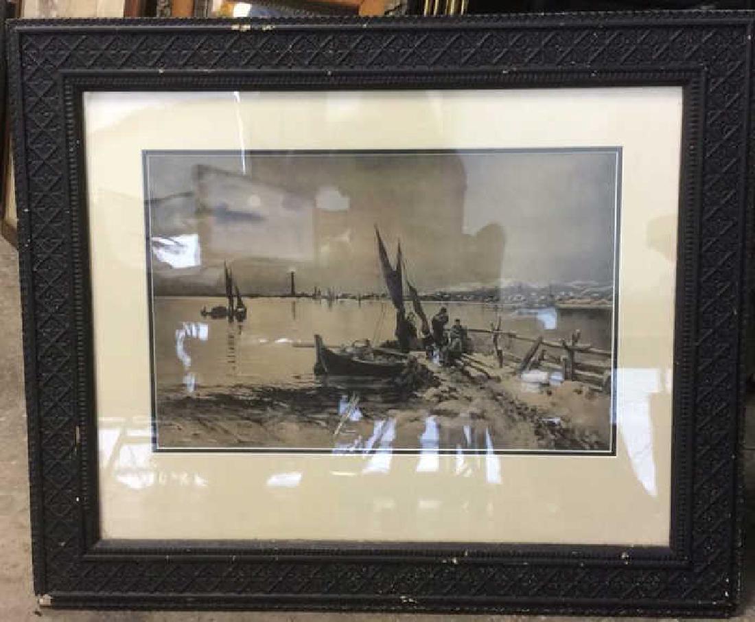 Black and White Harbor Scene Watercolor (1 of 9)