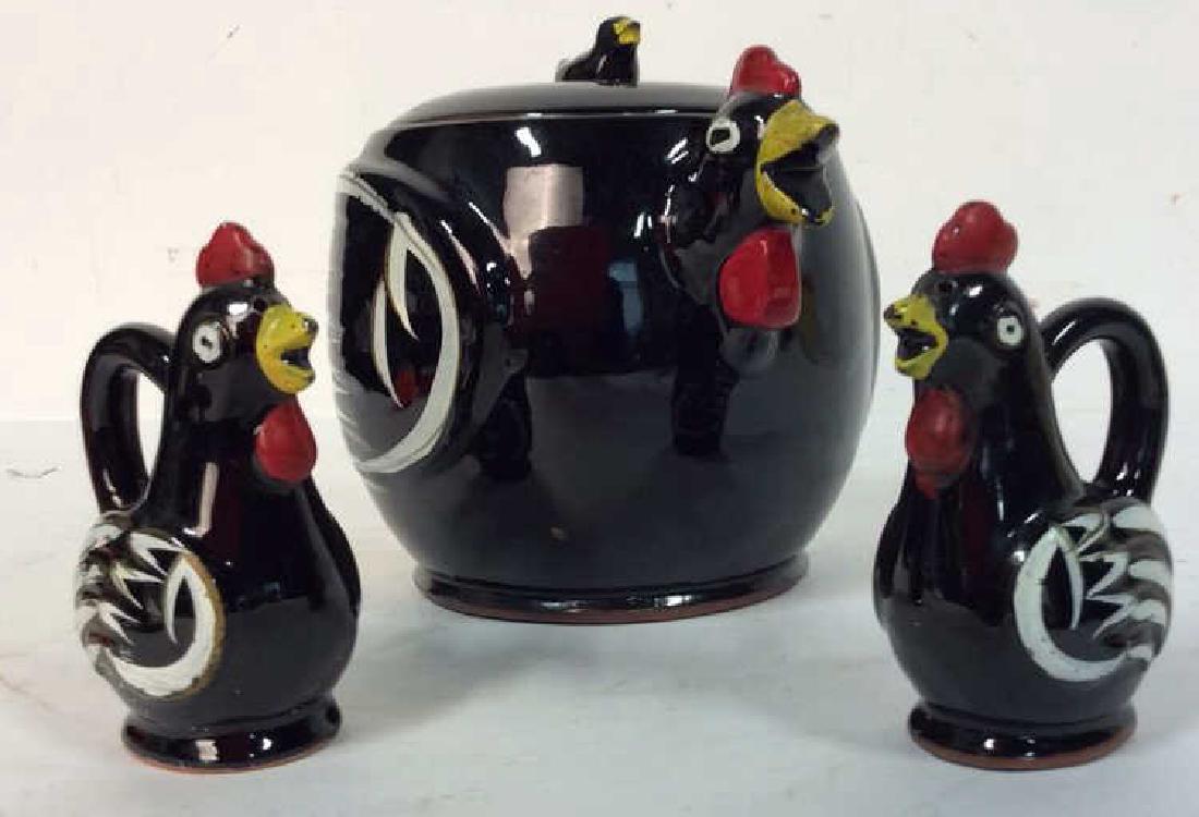 Set 3 Black Ceramic Rooster Tabletop Set (1 of 10)