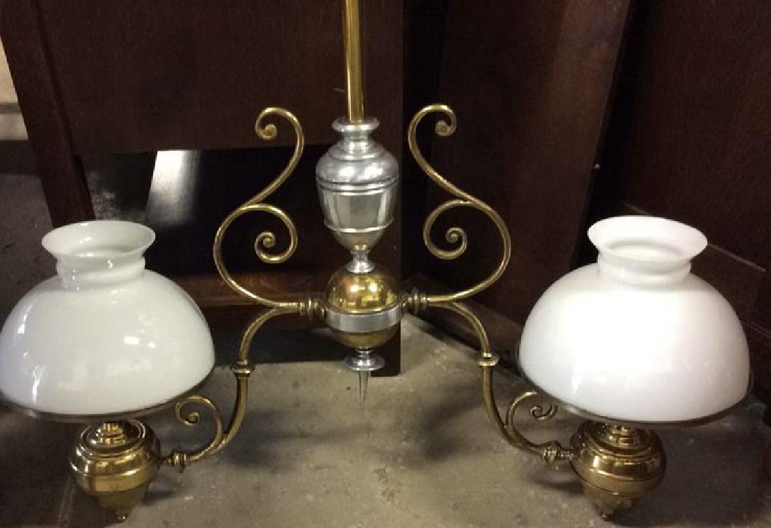 Grand Brass Chrome Toned Hanging Lamp & Globes (1 of 11)