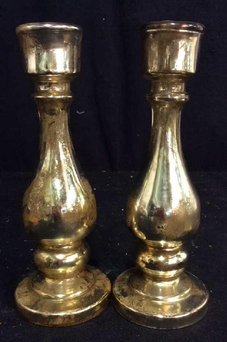 Pair Ralph Lauren Mercury Glass Candlesticks (1 of 9)