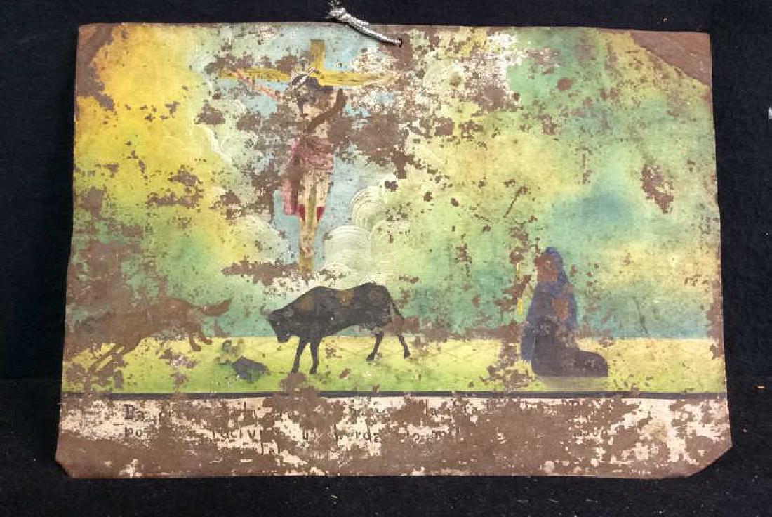 Painted Religious Art Work on Found Metal (1 of 8)