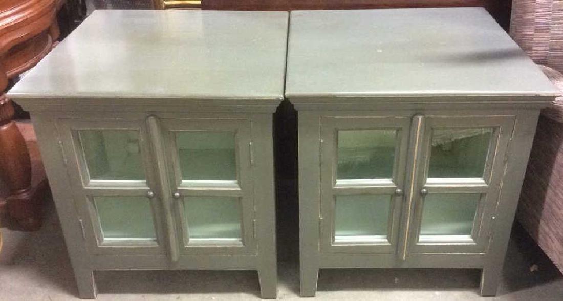 Pair Slate Green Toned Nightstands (1 of 10)