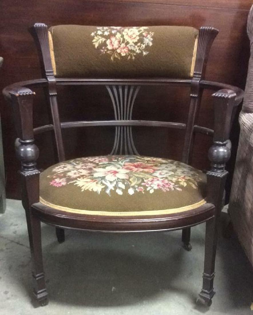 Antique Armchair W Needlepoint Upholstery (1 of 10)