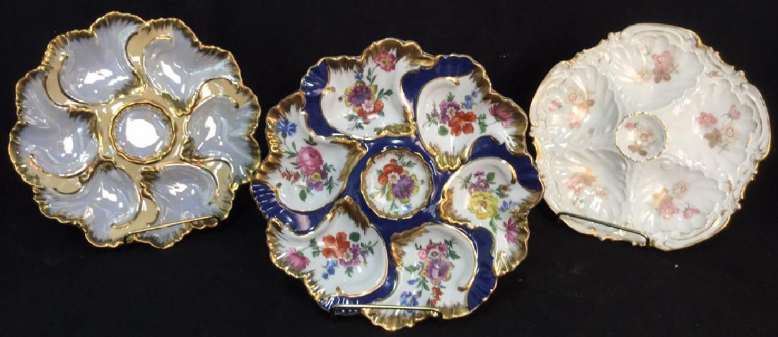 Lot 3 LIMOGES PORCELAIN//CERAMIC OYSTER PLATES (1 of 10)