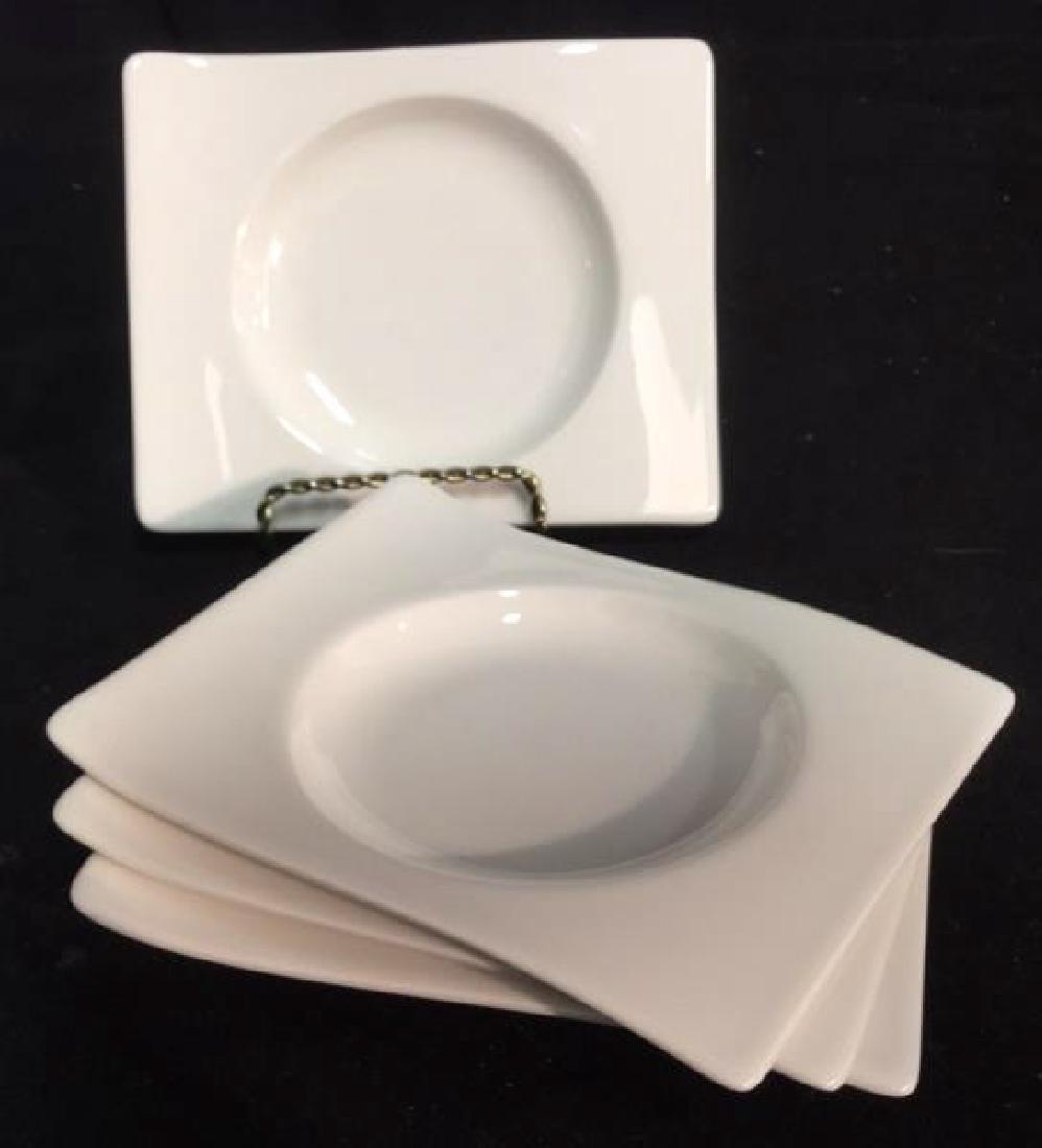 VILLEROY BOSCH 10 Water Wine Goblets Coasters: Group lot 10 geometric pattern blue glasses and coasters marked for VILLEROY BOSCH. 2 water glasses measuring approx 6 inches tall with approx 3 inch diameter rim. 4 Wine goblets, 4 ceramic wave form