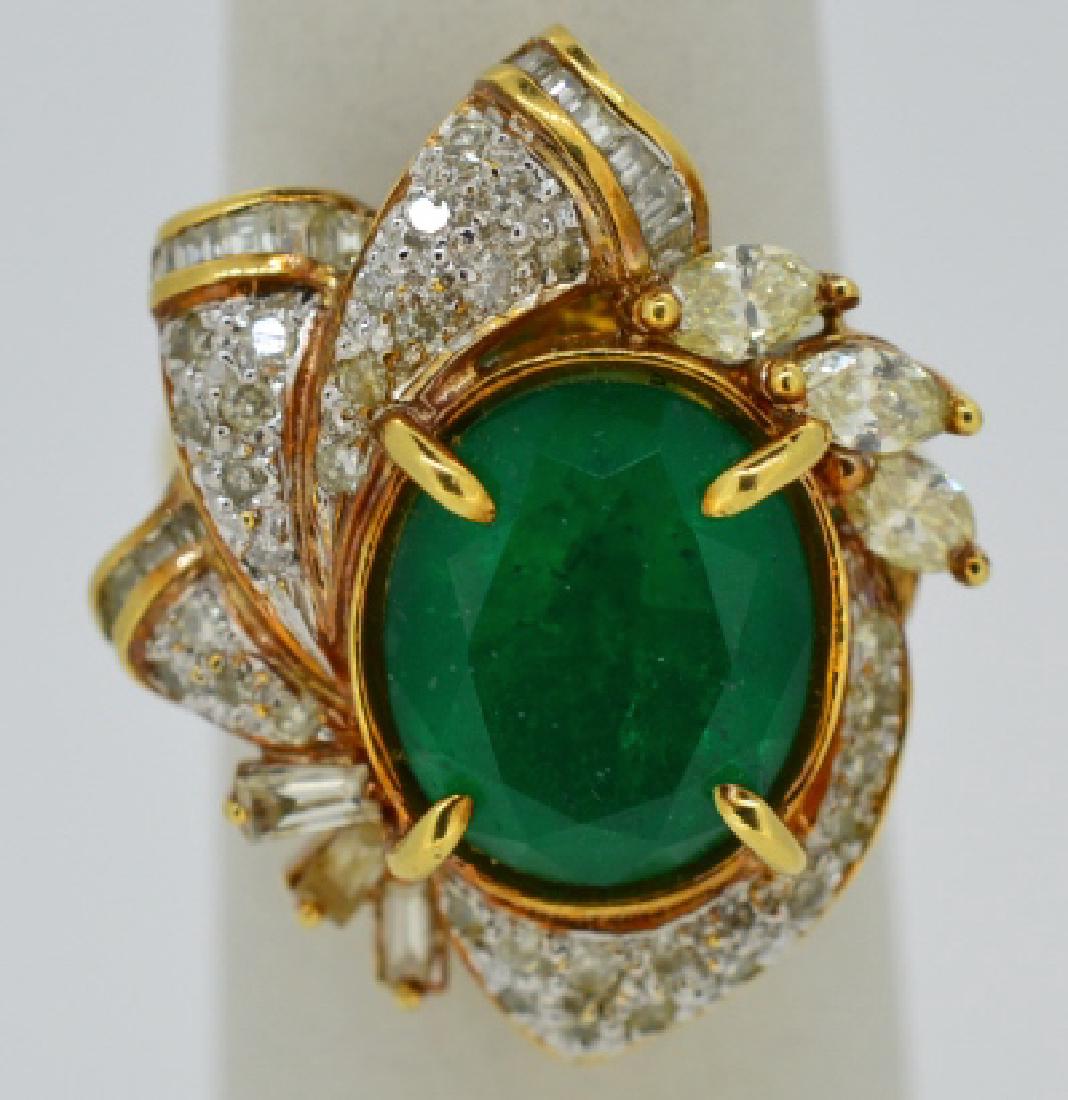 Ladies Beryl,Diamond & 18k Yellow Gold Ring (1 of 2)