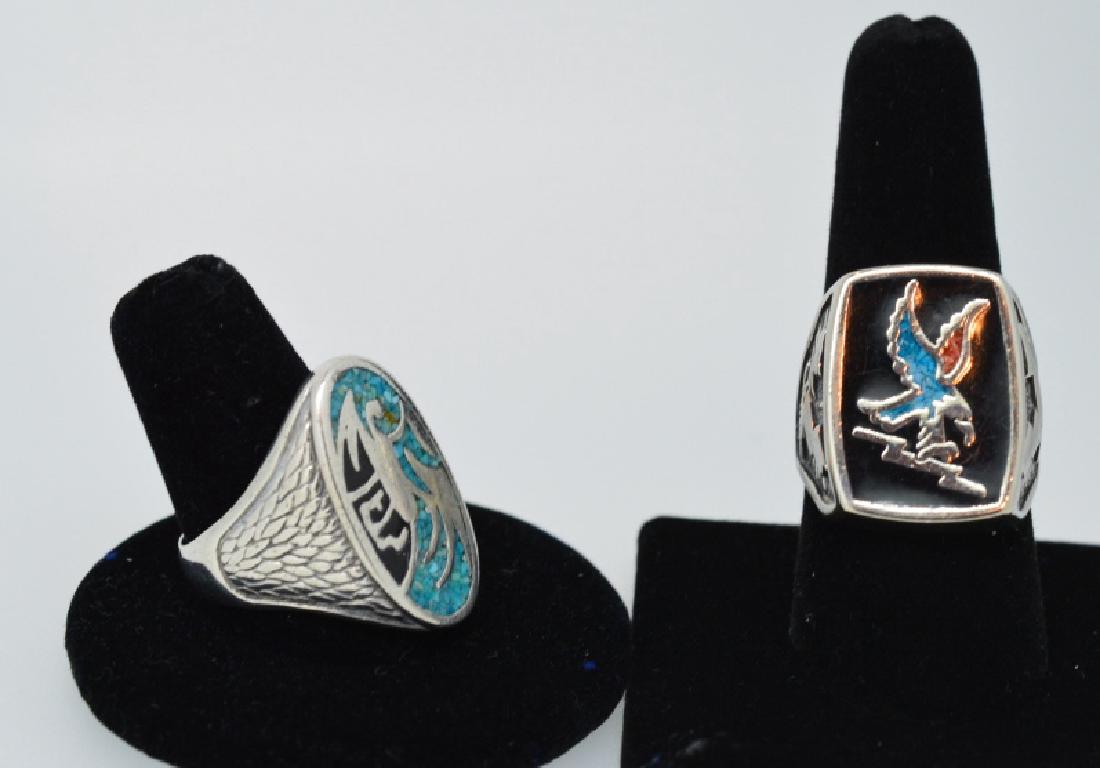 Pair of Mens Fancy Silver plated rings, size 9 &10 (1 of 5)