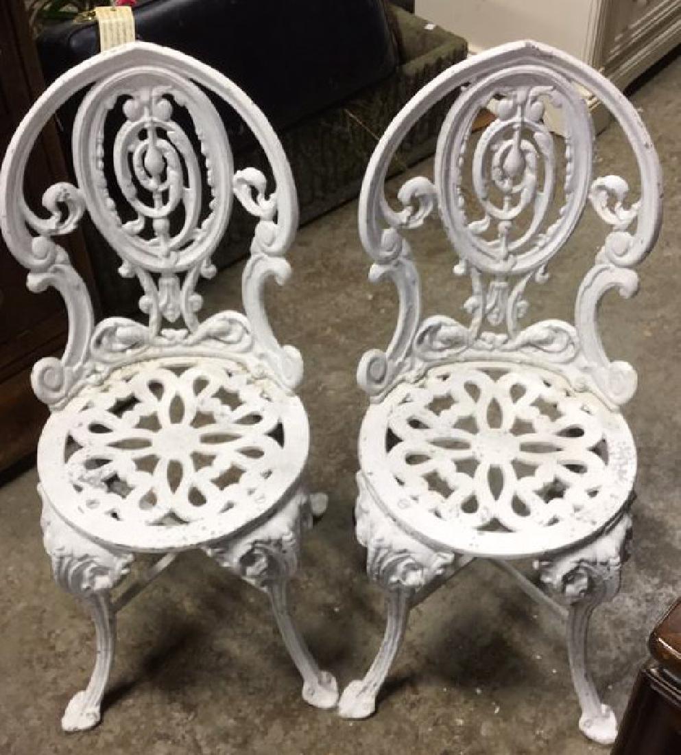 Pair Vintage Iron and Metal Garden Chairs (1 of 8)