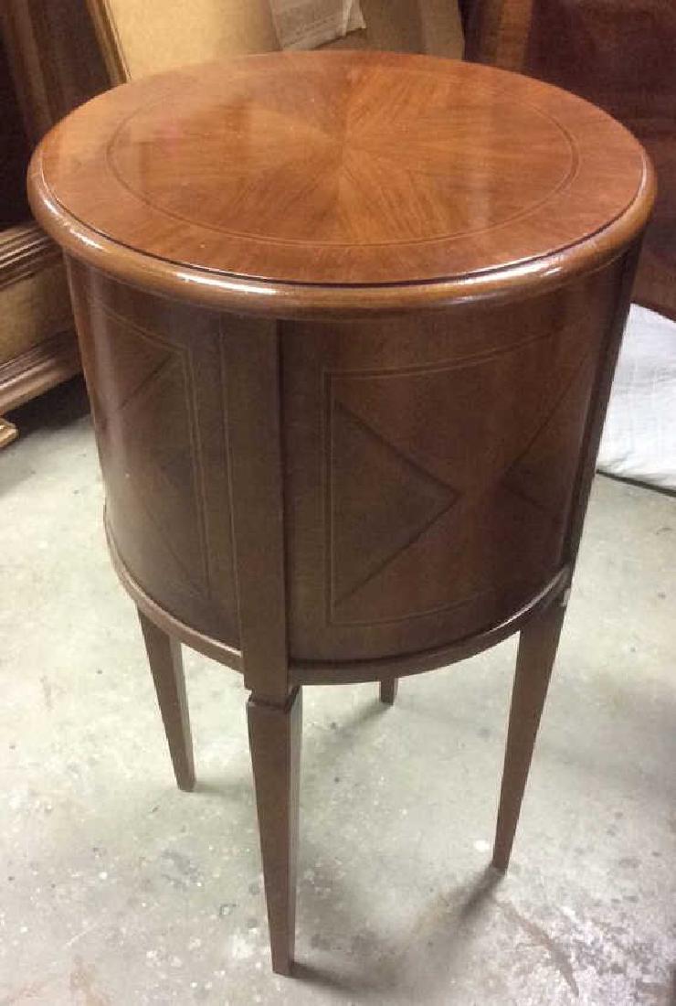 Walnut veneered Cylindrical Side Table (1 of 9)