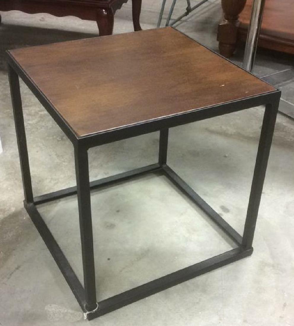 Mid Century Modern Iron Walnut Side Table (1 of 7)