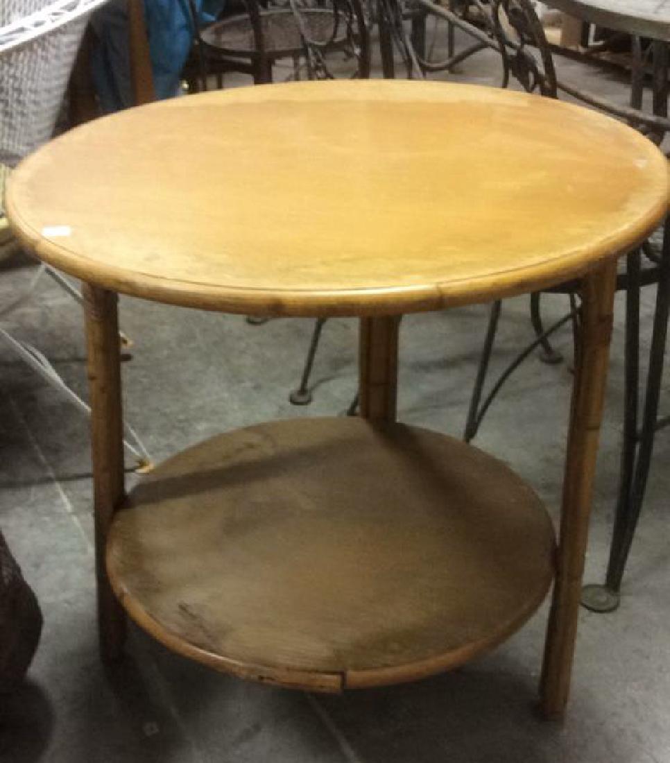 Vintage Bamboo Wood Circular Table (1 of 6)