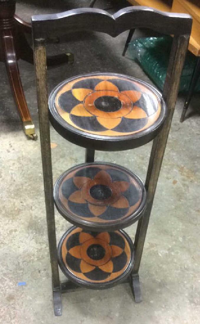 Carved 3 Tier Collapsible Side Table (1 of 8)
