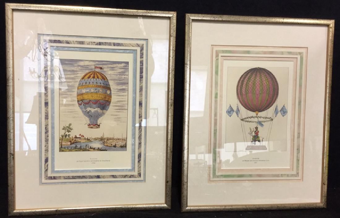 Pair French Hot Air Balloon Prints (1 of 9)