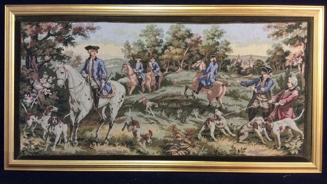 Embroidered Tapestry 18th Century Hunt (1 of 8)