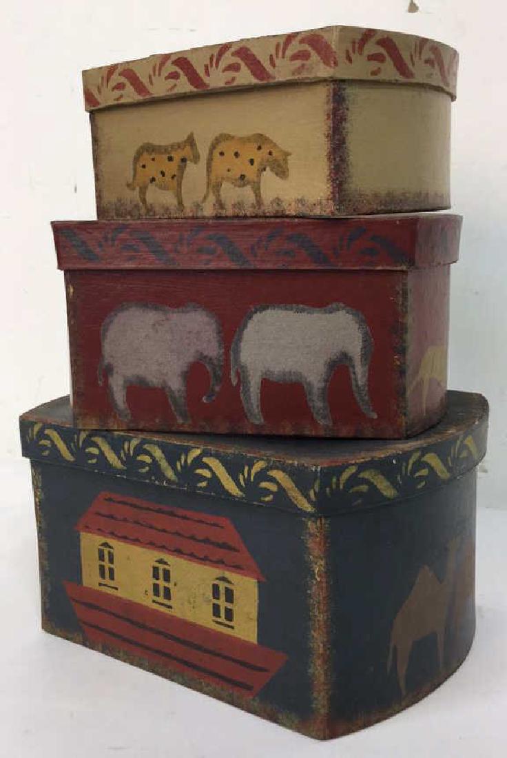 Set  Three Painted Boxes Depicting Noah's Arch (1 of 11)