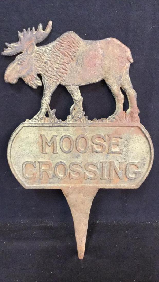 Cast Iron/Metal Double Sided Moose Crossing Sign (1 of 10)